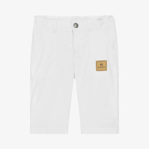 AIGNER-Boys White Cotton Bermuda Shorts | Childrensalon
