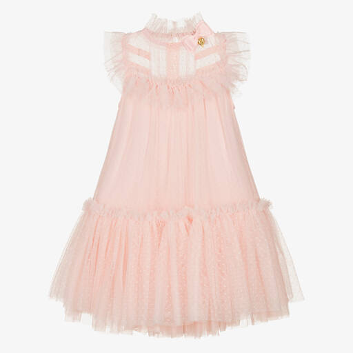 Angel's Face-Girls Pink Spotted Tulle Dress | Childrensalon