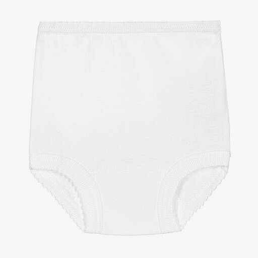 Babidu-White Cotton Frilly Pants | Childrensalon