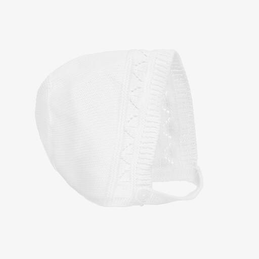 Babidu-White Knitted Baby Bonnet | Childrensalon