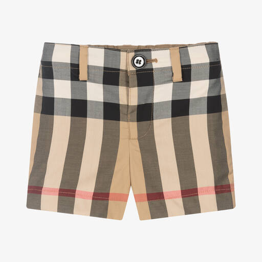 Burberry-Baby Boys Beige Vintage Check Shorts | Childrensalon