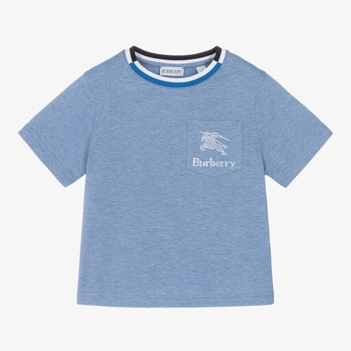 Burberry-Boys Blue Cotton T-Shirt | Childrensalon