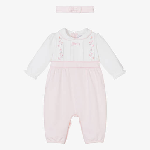 Emile et Rose-Girls Pink Cotton Babysuit Set | Childrensalon