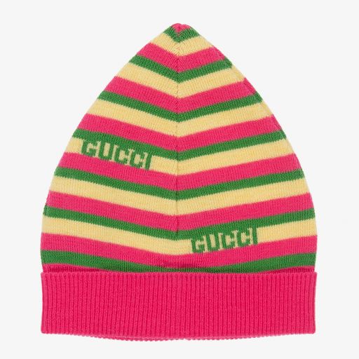 Gucci-Pink & Yellow Striped Baby Hat | Childrensalon