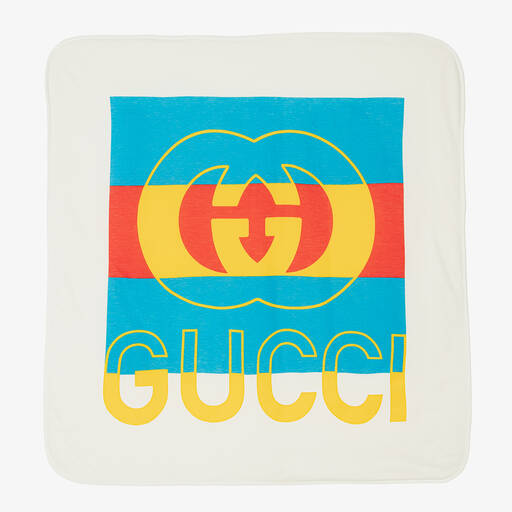 Gucci-White Cotton & Wool Padded Blanket (74cm) | Childrensalon