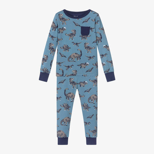 Hatley-Boys Blue Viscose Dinosaur Pyjamas | Childrensalon