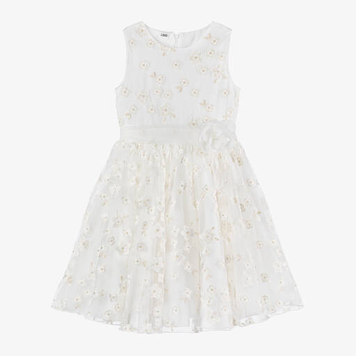 iDO Junior-Girls Ivory Floral Tulle Dress | Childrensalon