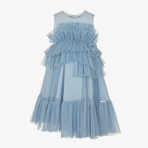 Jessie and James London-Girls Blue Ruffle Tulle Dress | Childrensalon