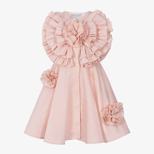 Jessie and James London-Girls Pink Cotton Ruffle Flower Dress | Childrensalon