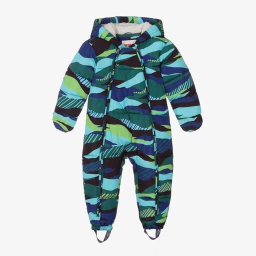 Joyday-Baby Boys Green & Blue Puffer Snowsuit | Childrensalon