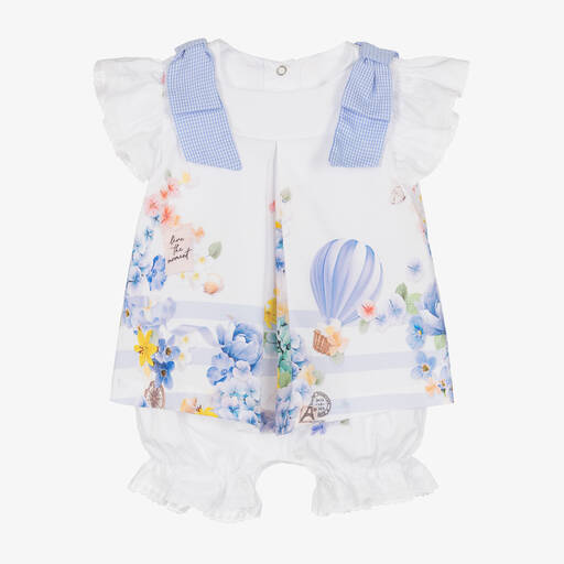 Lapin House-Baby Girls White Floral Shortie | Childrensalon