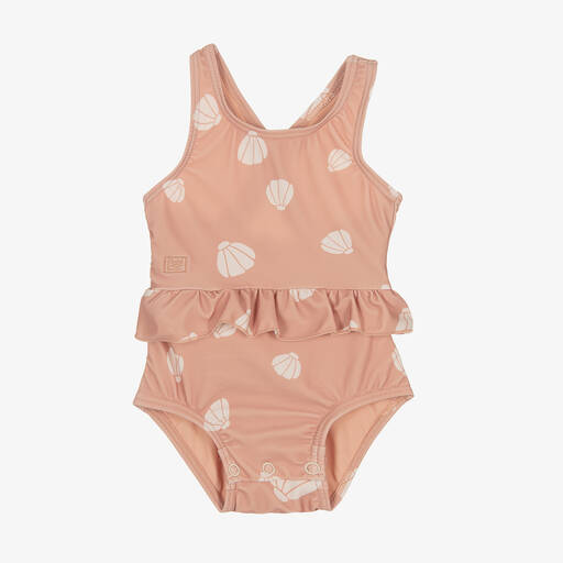 Liewood-Baby Girls Pink Shell Print Swimsuit (UPF 40+) | Childrensalon