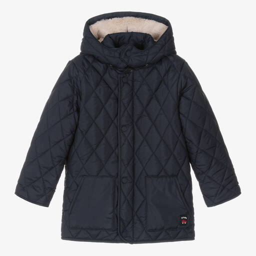Mayoral-Boys Navy Blue Quilted Coat | Childrensalon