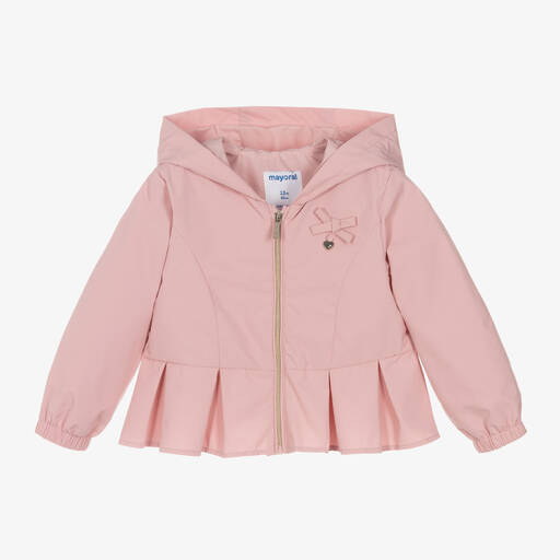 Mayoral-Girls Pink Hooded Jacket | Childrensalon