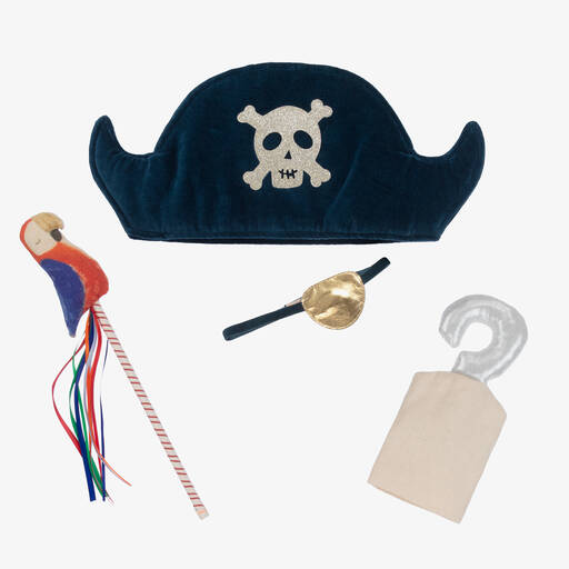 Meri Meri-Blue Velvet Pirate Hat Costume Set | Childrensalon
