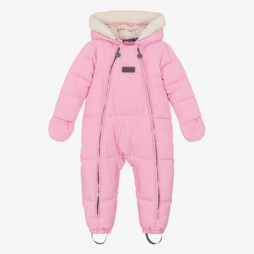 Mitty James-Baby Girls Pink Puffer Snowsuit | Childrensalon