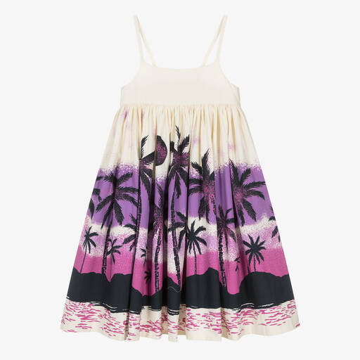 Molo-Girls Ivory & Purple Cotton Dress | Childrensalon