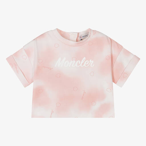 Moncler Enfant-Girls Pink Cotton Tie-Dye T-Shirt | Childrensalon