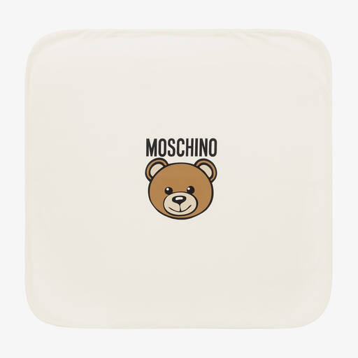 Moschino Baby-Ivory Cotton Teddy Bear Blanket (72cm) | Childrensalon