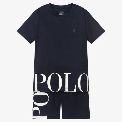 Ralph Lauren-Boys Navy Blue Jersey Pyjamas | Childrensalon