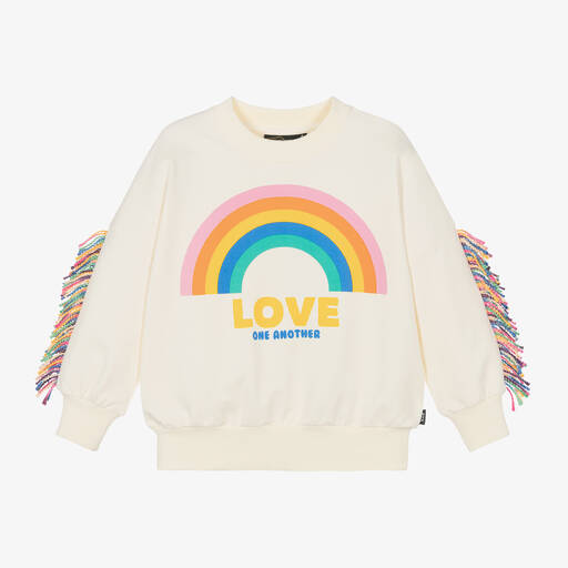 Rock Your Baby-Girls Ivory Cotton Rainbow Sweatshirt | Childrensalon